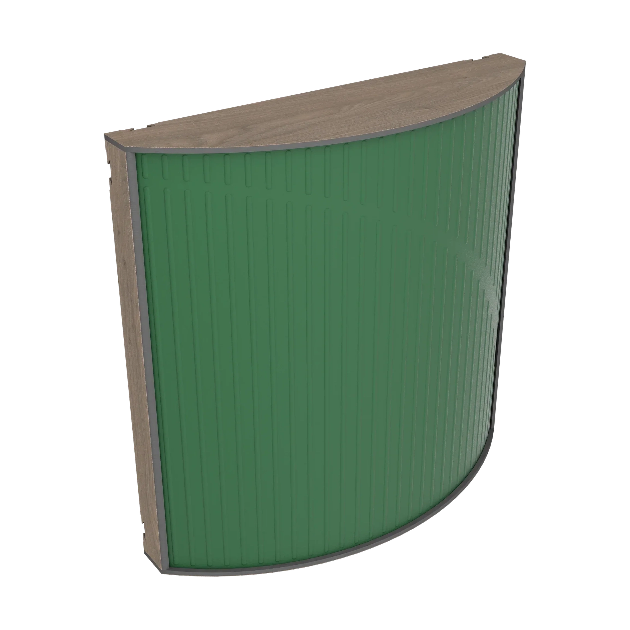 Vicoustic Cinema Round Ultra VMT Sound Absorbing Acoustic Panel in Musk Green and Brown Oak