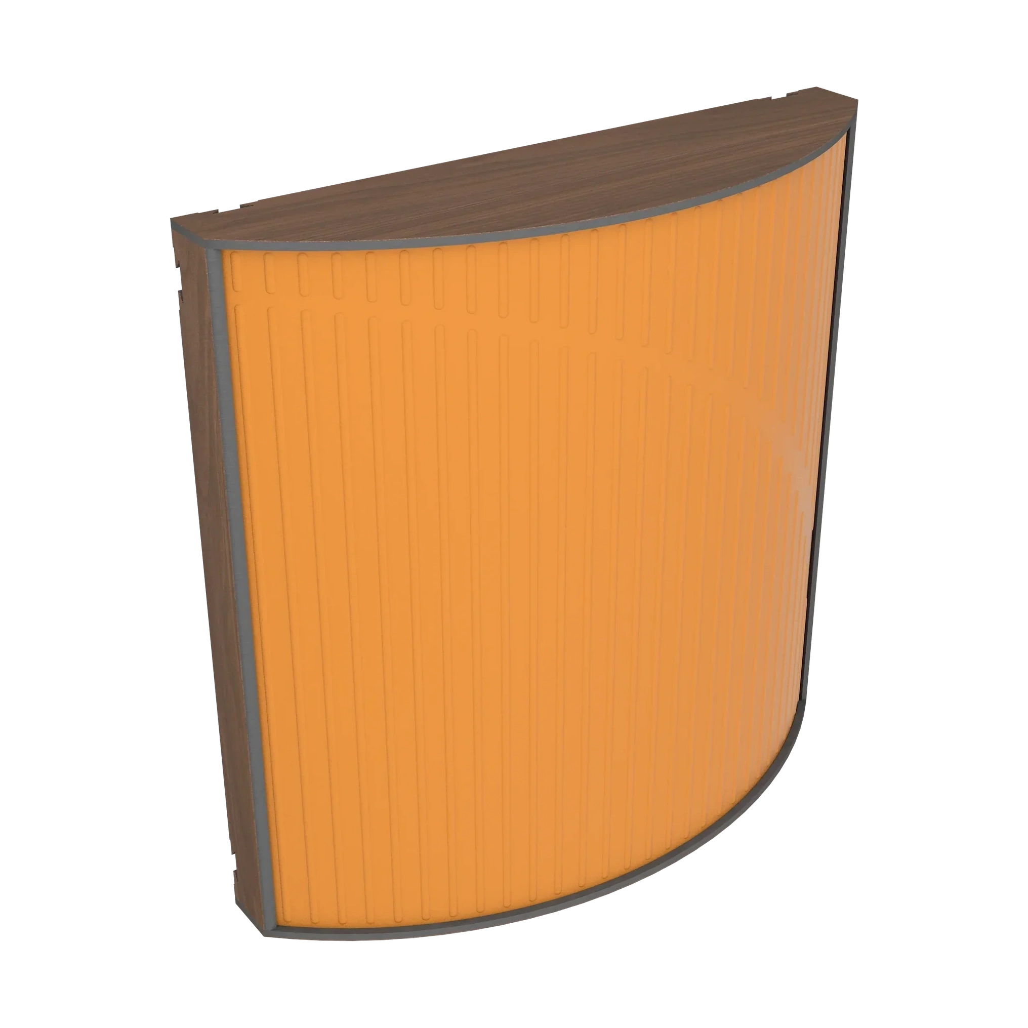 Vicoustic Cinema Round Ultra VMT Sound Absorbing Acoustic Panel in Pumpkin Orange and Dark Walnut