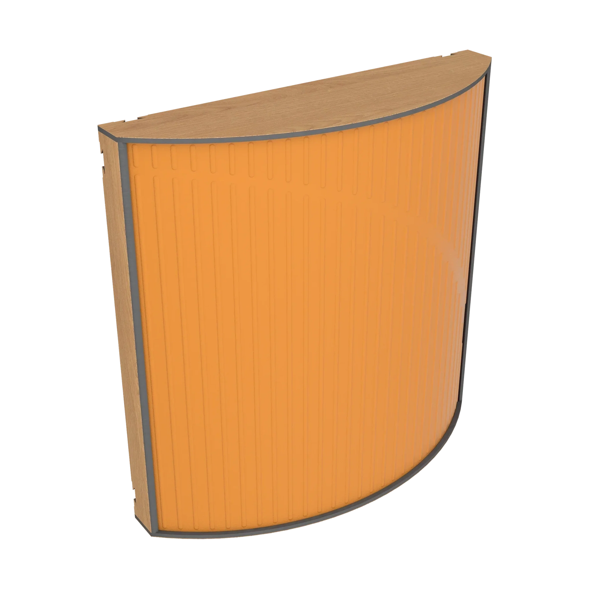 Vicoustic Cinema Round Ultra VMT Sound Absorbing Acoustic Panel in Pumpkin Orange and Natural Oak