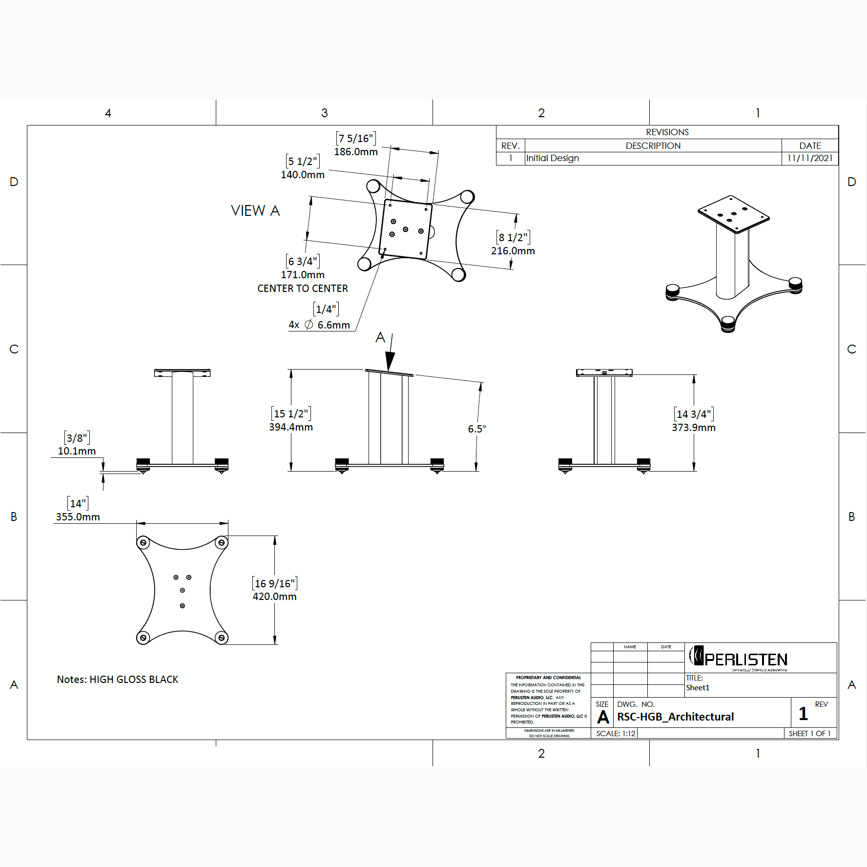 Perlisten RSC-HGB Center Speaker Stand for R Series - Single-thumbmail-4